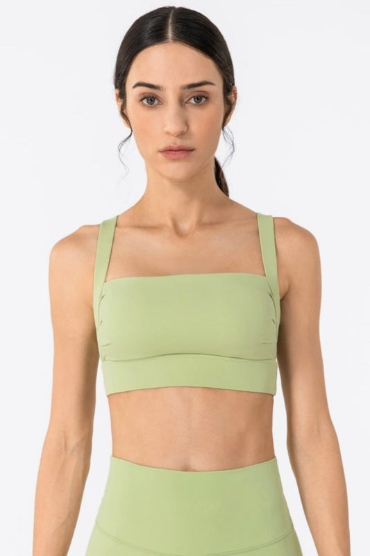 Open Back Pleated Detail Sports Bra