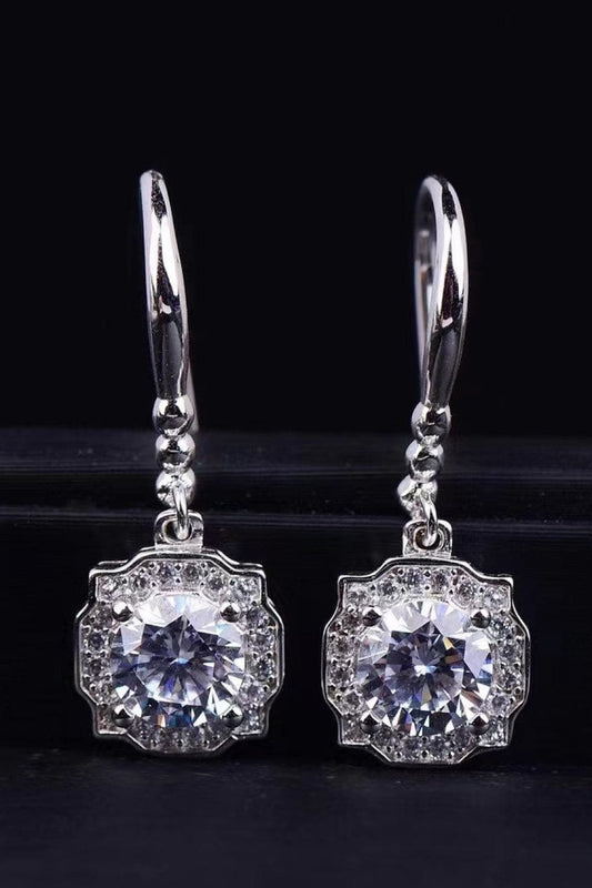 1 Carat Moissanite 925 Sterling Silver Drop Earrings