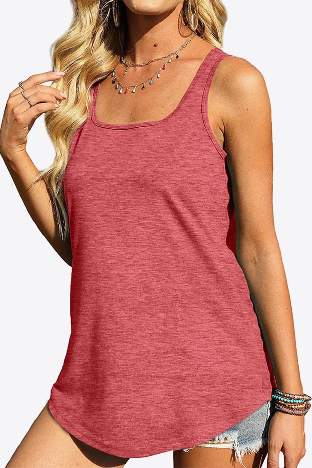 Curved Hem Square Neck Tank