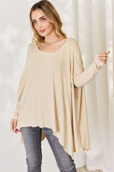 HEYSON Full Size Oversized Sharkbite Hem Top