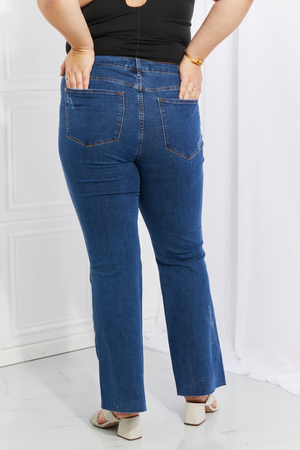 Ava Full Size Cool Denim Tummy Control Flare