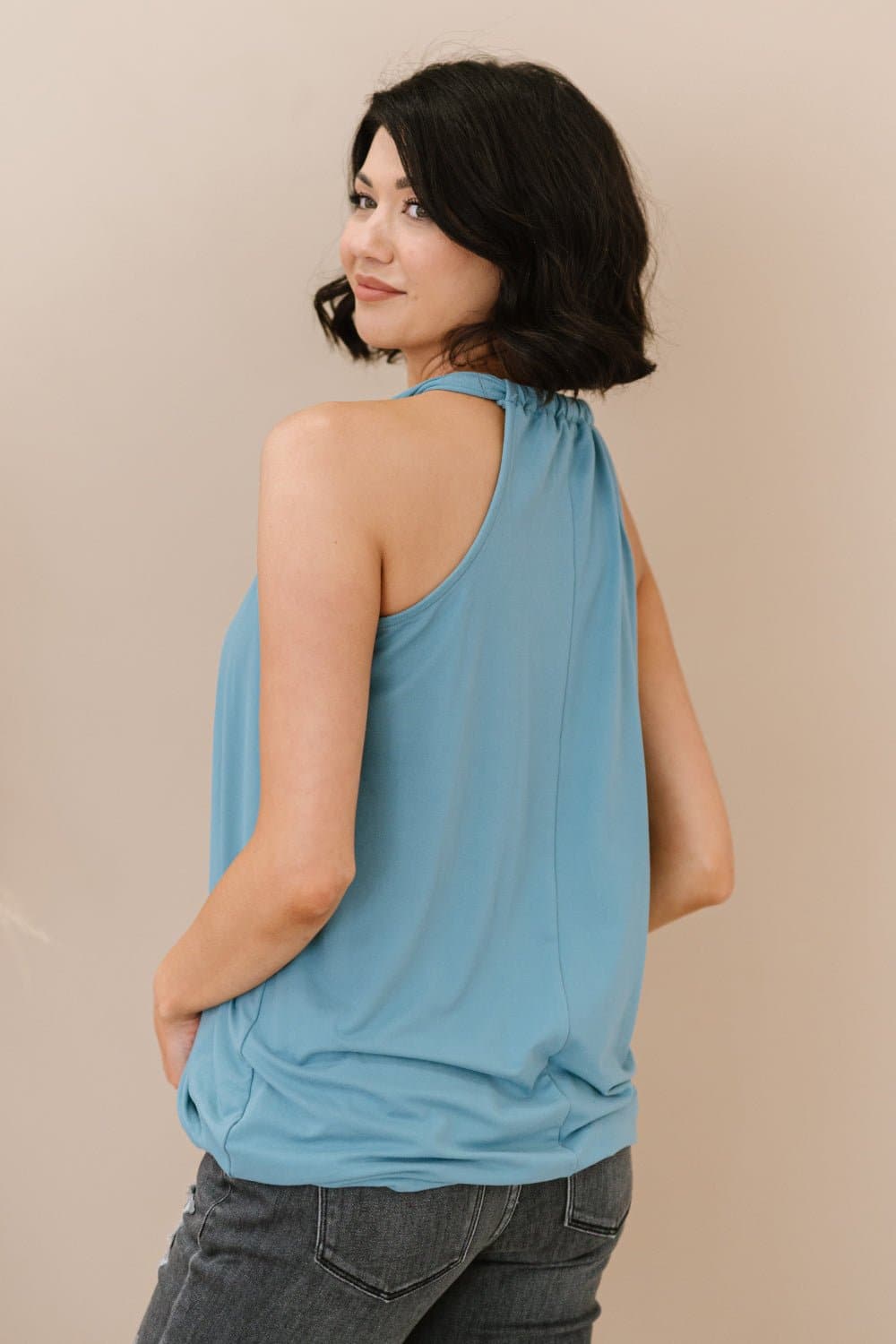 Cherished Time Full Size Surplice Top in Blue Grey - Love culture store