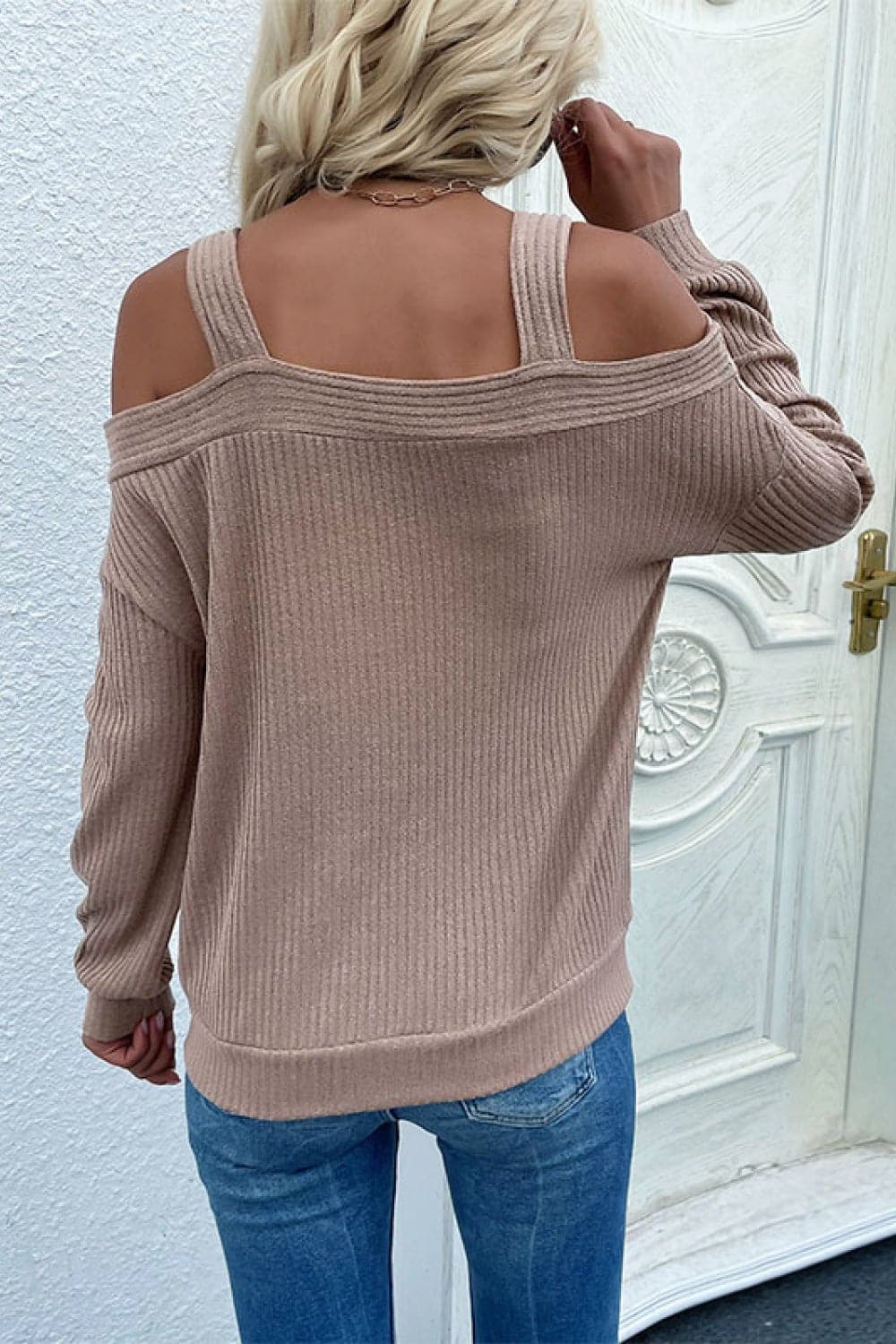 Cold Shoulder Rib-Knit Sweater - Love culture store