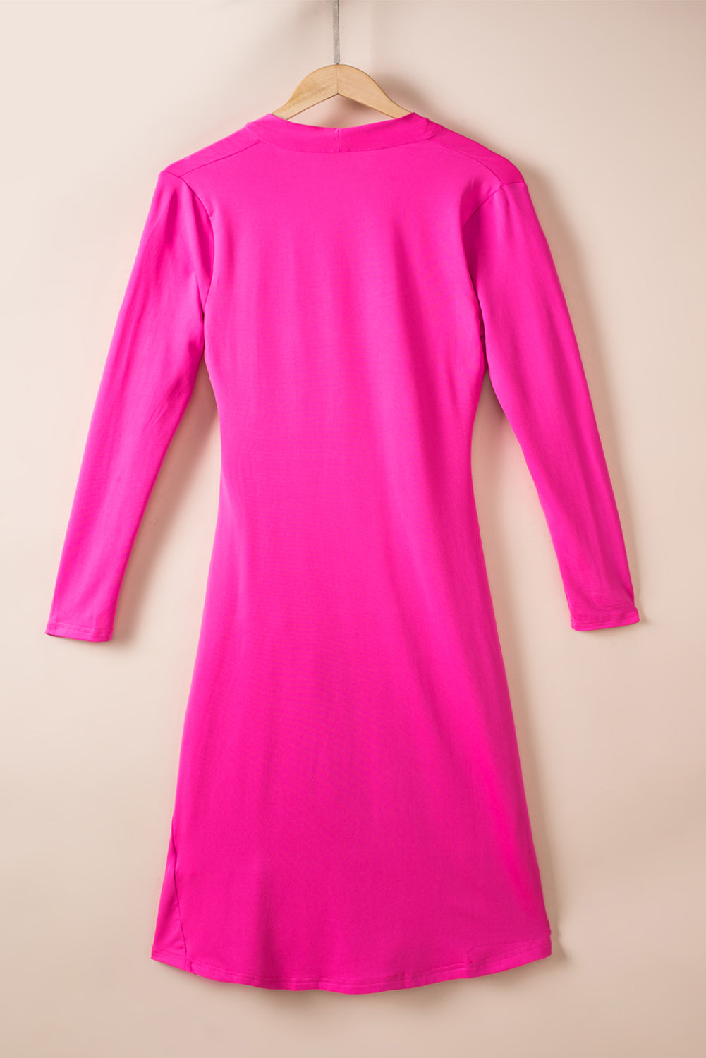 Ruched V-Neck Long Sleeve Dress