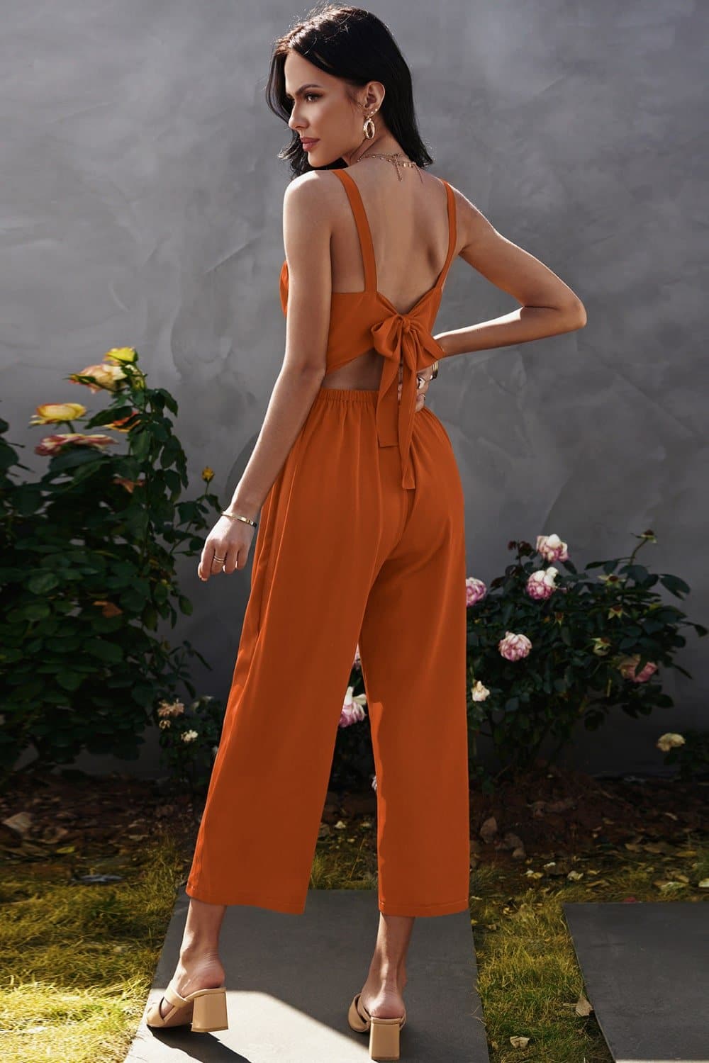 Decorative Button Wide Leg Cropped Jumpsuit - Love culture store