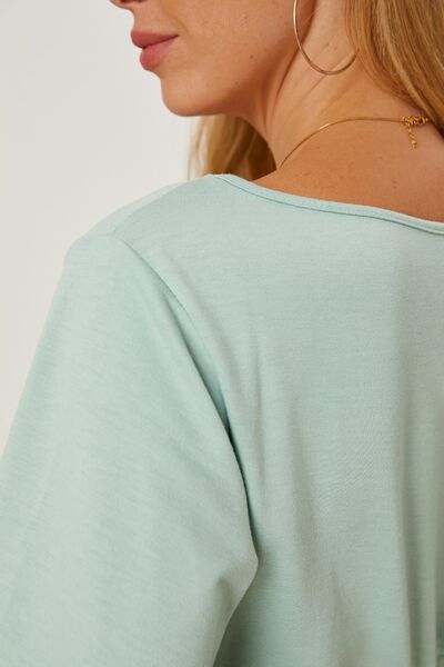 Boat Neck Lantern Sleeve Blouse