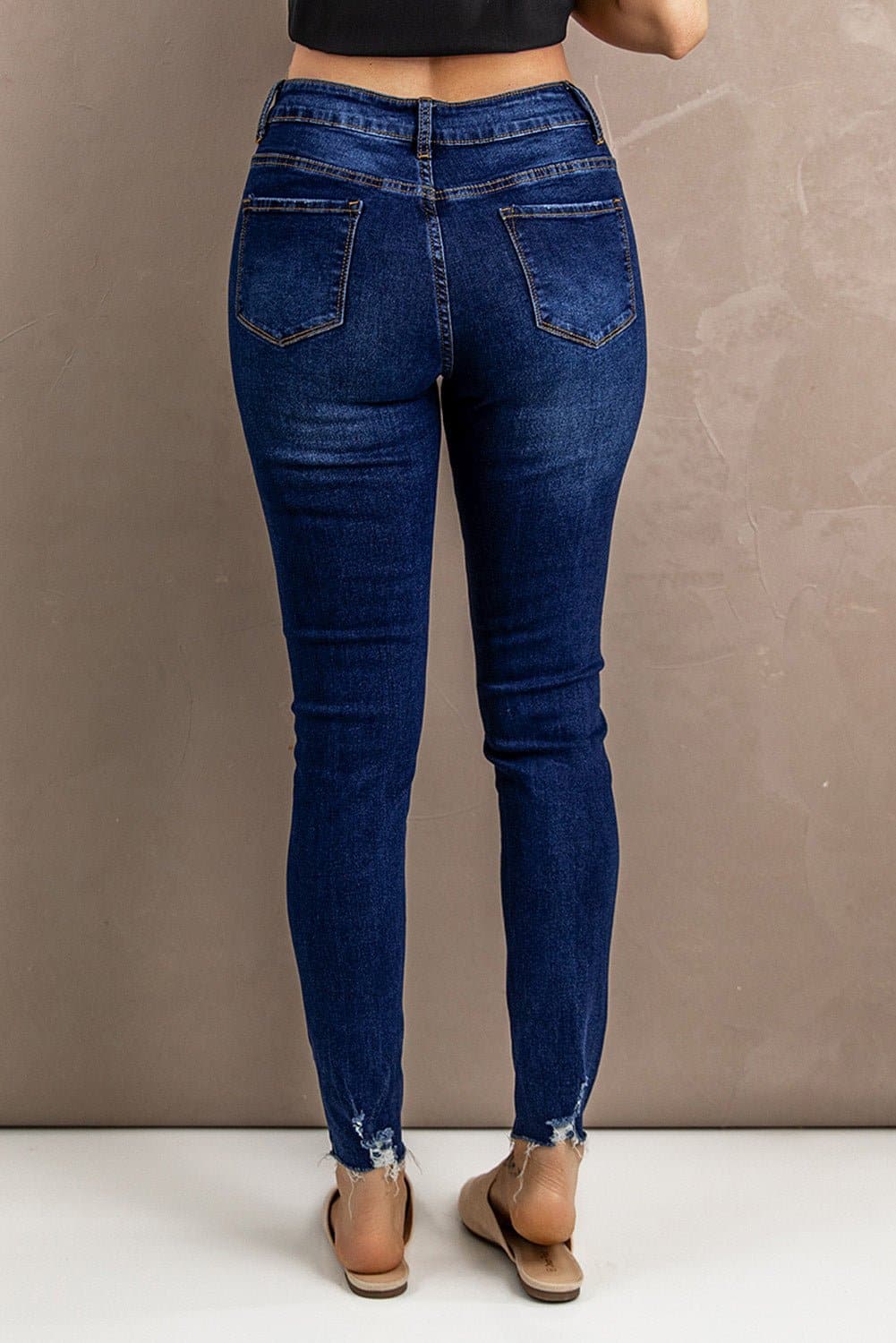 Distressed Button Fly Skinny Jeans - Love culture store