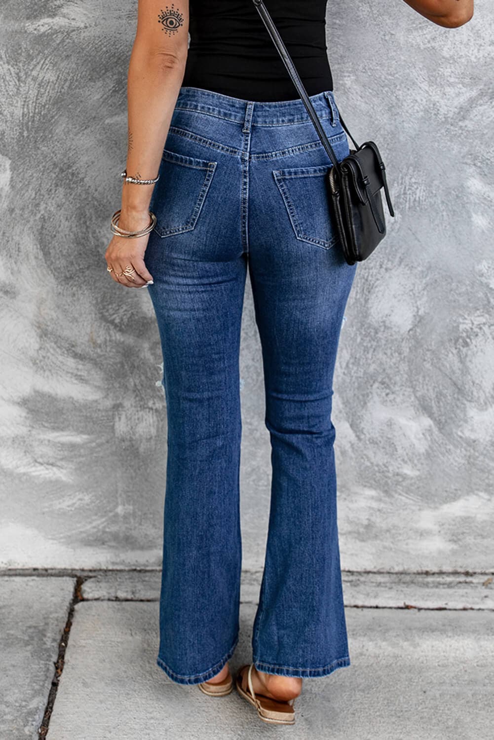 Distressed High Waist Flare Jeans - Love culture store