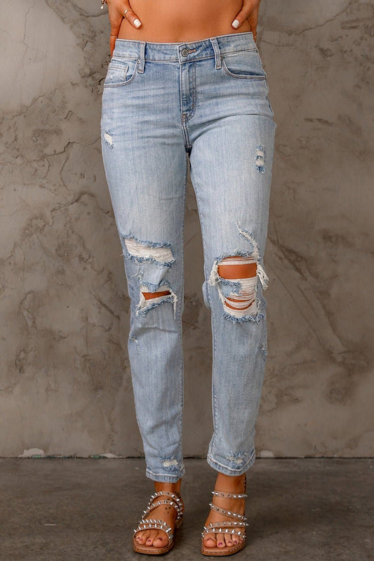 Distressed Straight Legs with Pockets - Love culture store