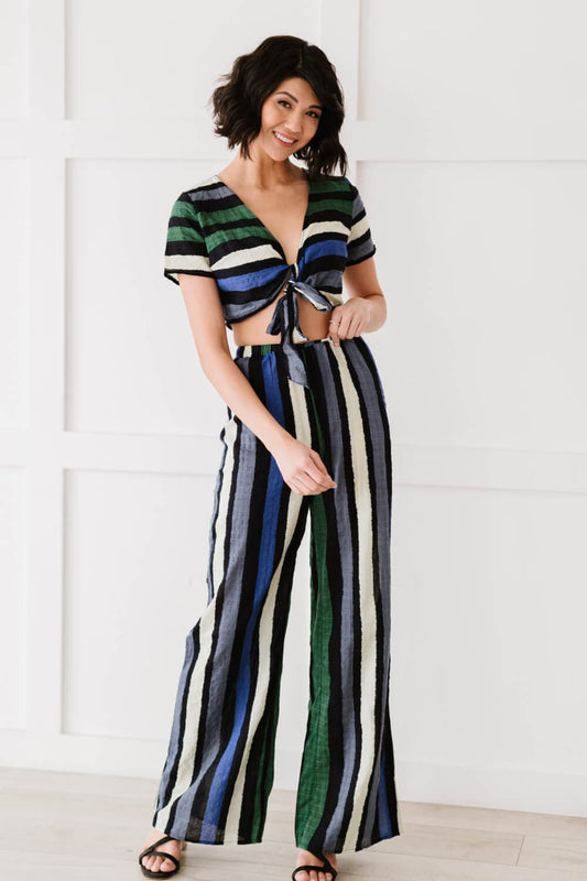Dress Day So Divine Striped Crop Top and Pants Set - Love culture store