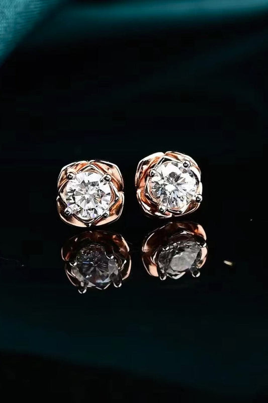 1 Carat Moissanite 18K Rose Gold-Plated Stud Earrings