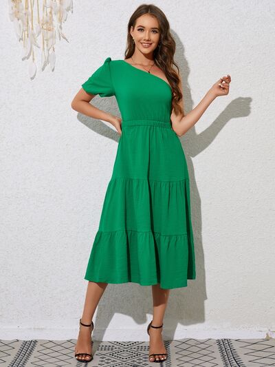 Tied Single Shoulder Midi Dress