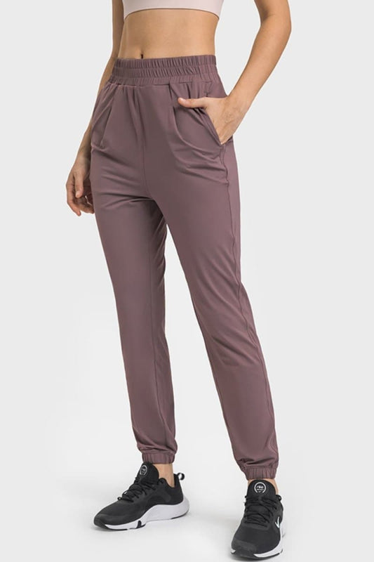 Elastic Waist Yoga Joggers with Pockets - Love Culture