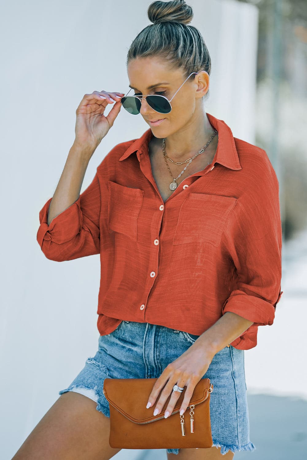 Button-Up Shirt with Breast Pockets