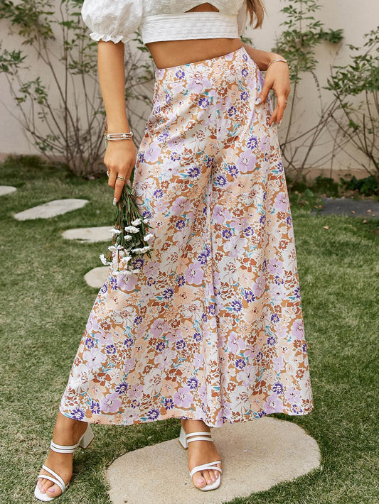 Floral High Waist Culottes - Love culture store