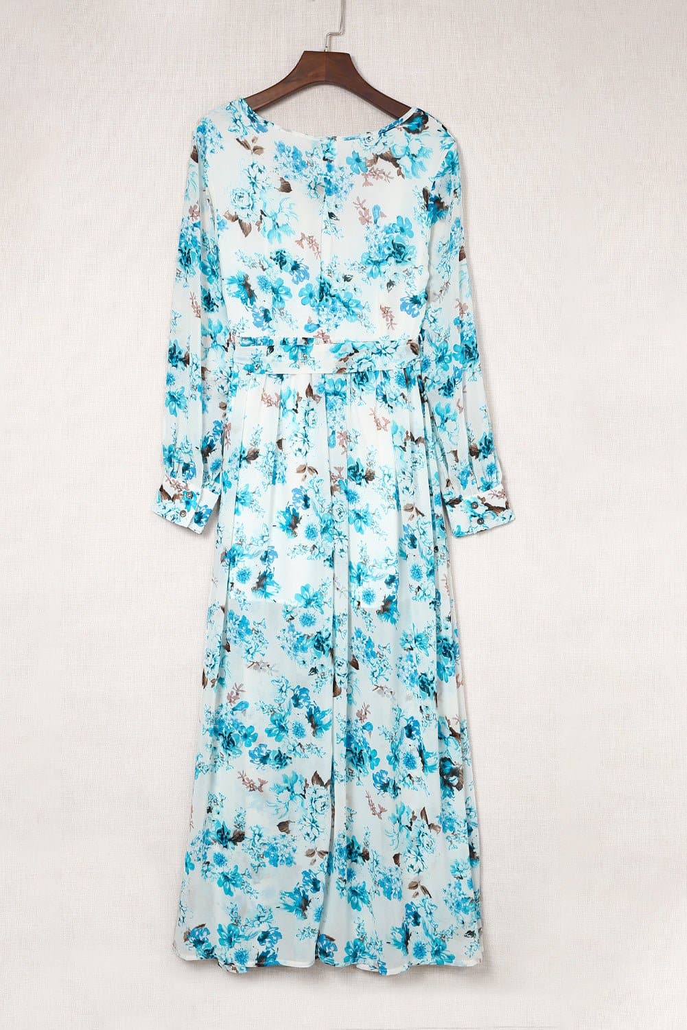 Floral Surplice Split Tie Waist Maxi Dress - Love culture store