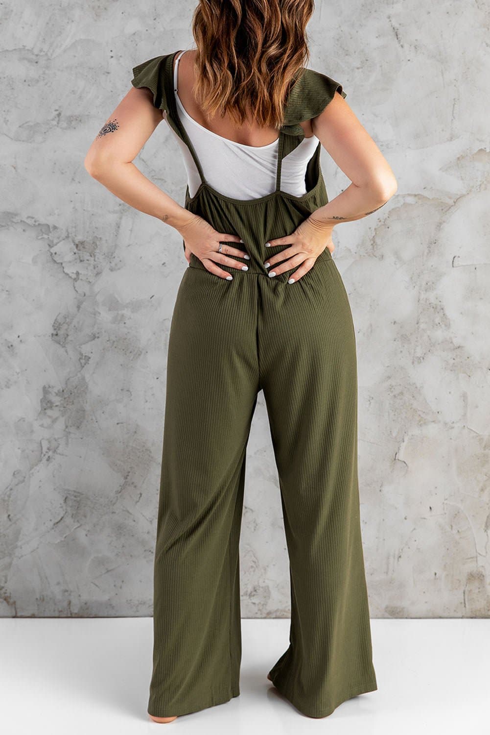 Flutter Sleeve Ribbed Jumpsuit - Love culture store