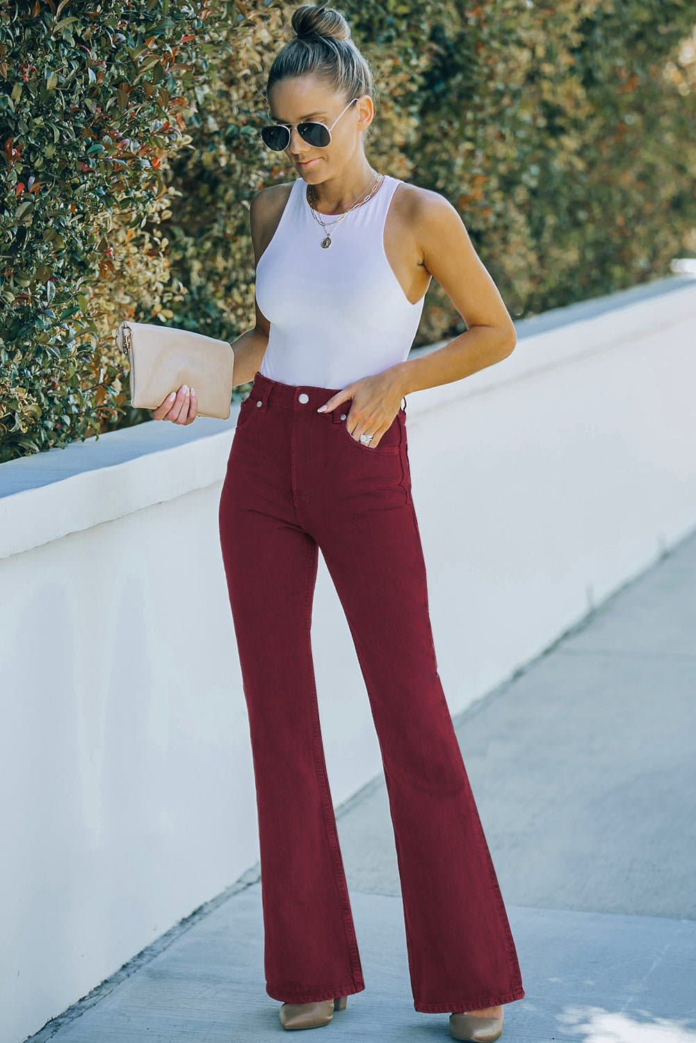 High Waist Flare Jeans with Pockets - Love culture store