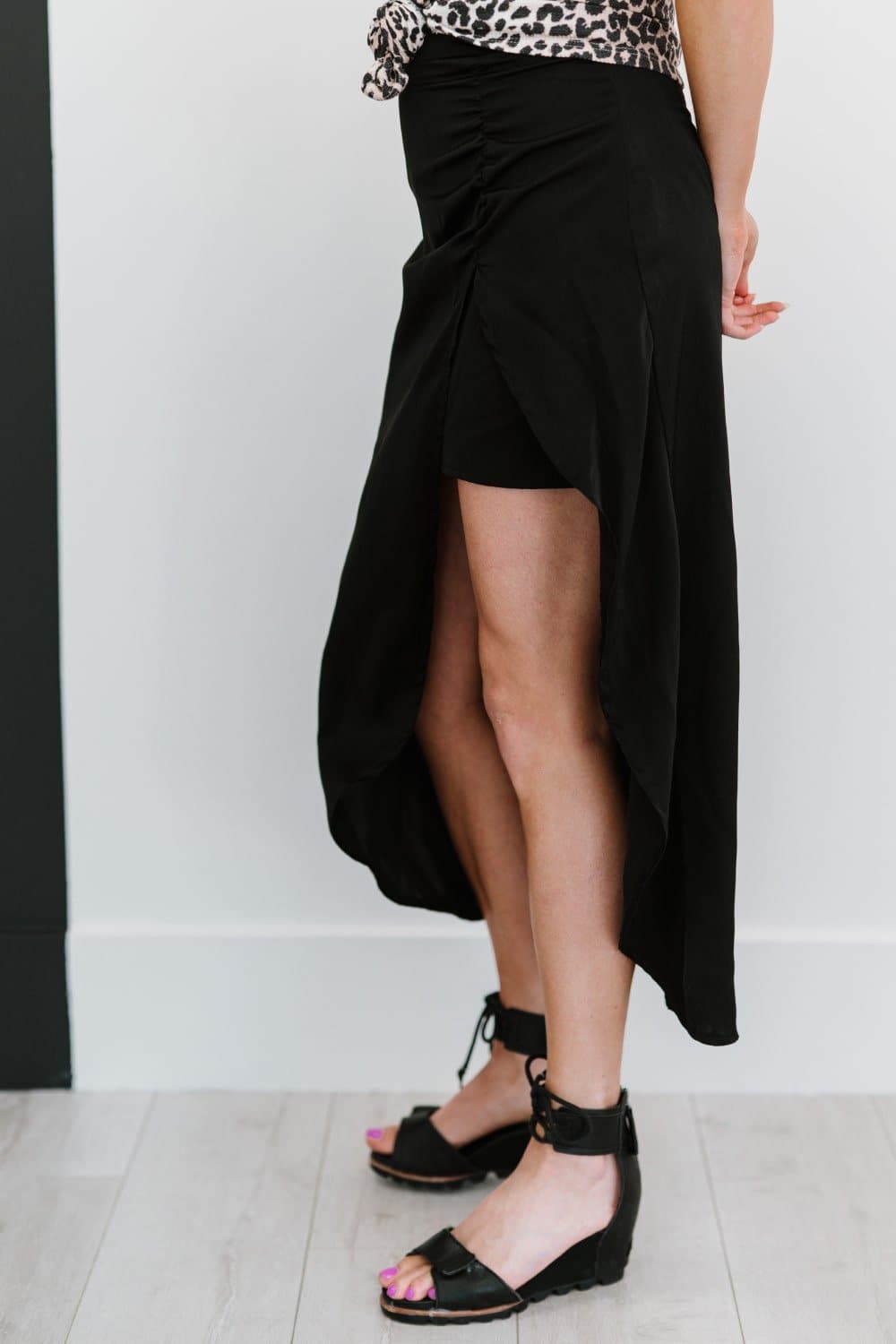 Hyfve Glam It Up Ruched Satin Tulip Hem Skirt - Love culture store