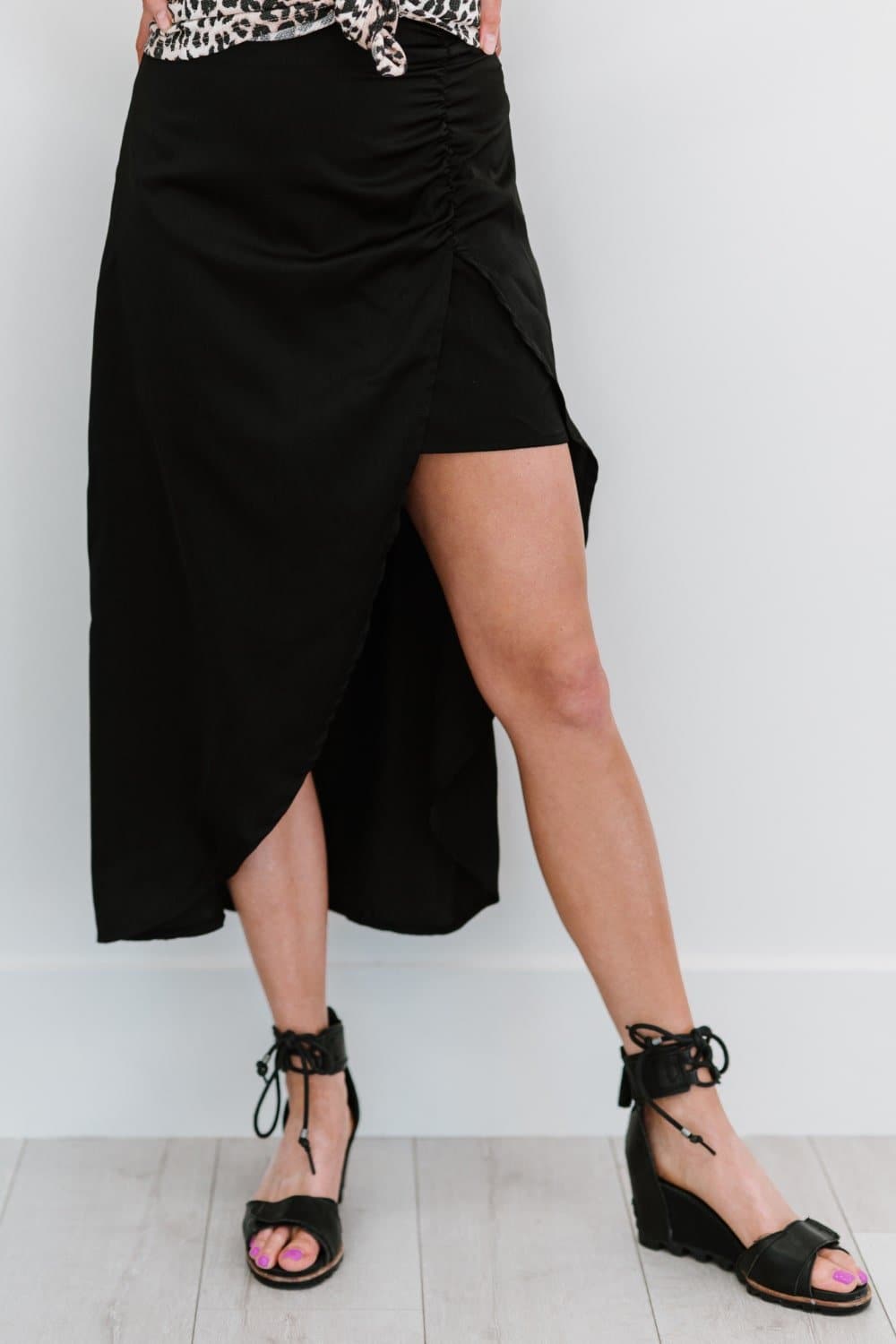 Hyfve Glam It Up Ruched Satin Tulip Hem Skirt - Love culture store