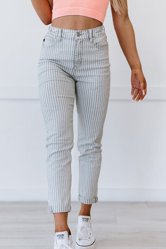 Kancan Valentina Pinstripe Mom Jeans - Love culture store