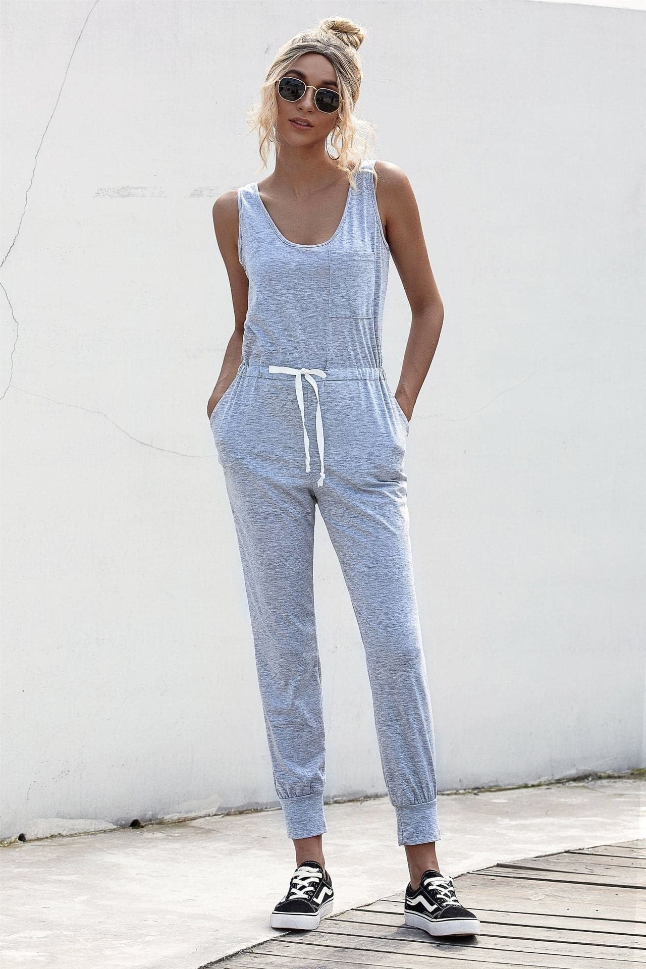 Knot Sleeveless Waist Jumpsuit - Love culture store