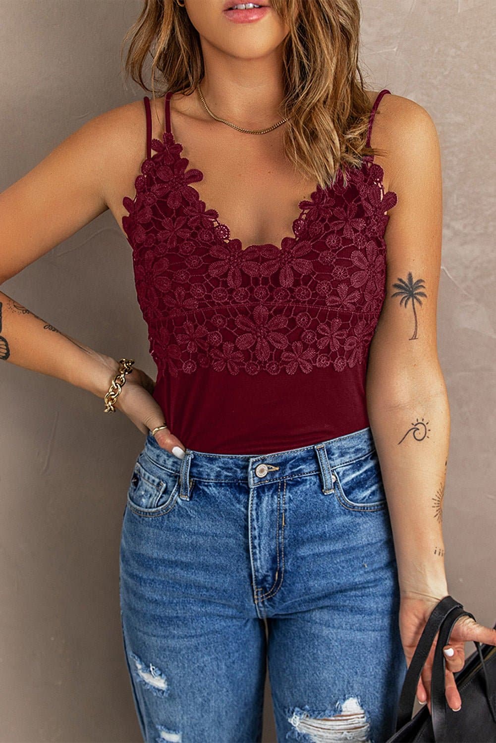 Lace Double Spaghetti Strap Cami Top - Love culture store