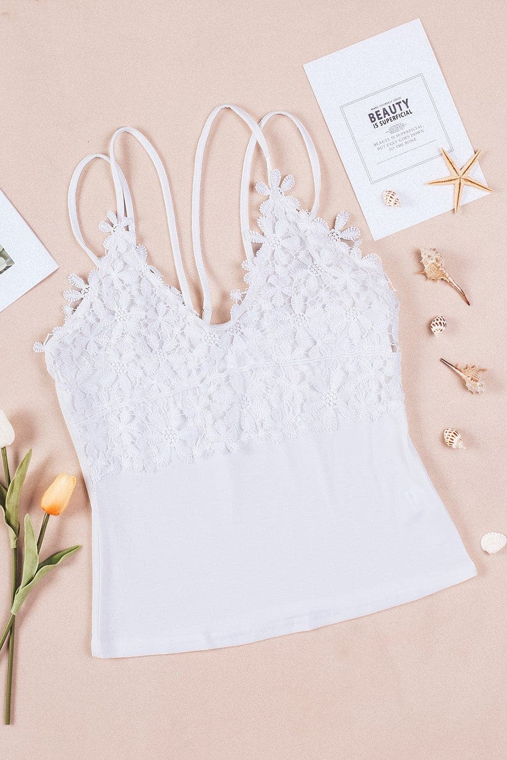 Lace Double Spaghetti Strap Cami Top - Love culture store