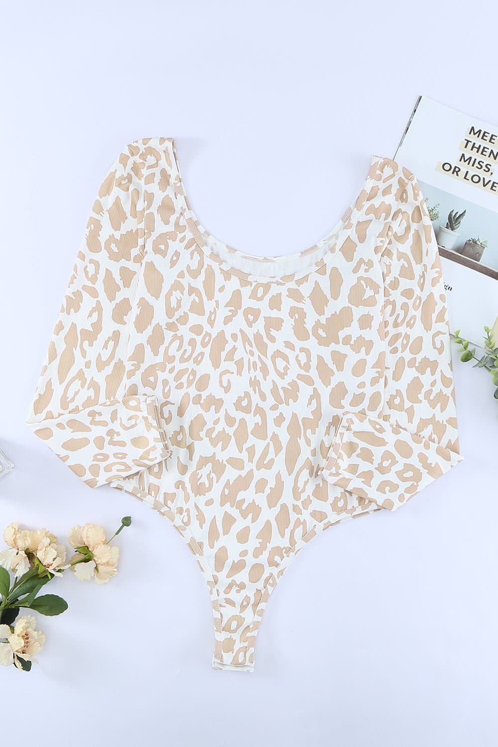 Leopard Print Cutout Scoop Neck Bodysuit - Love culture store