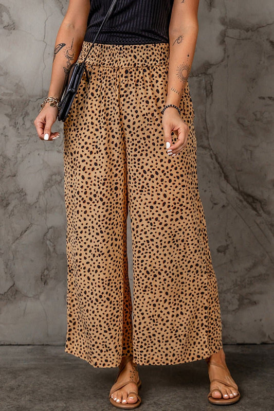 Leopard Print Wide Leg Pants with Pockets - Love culture store