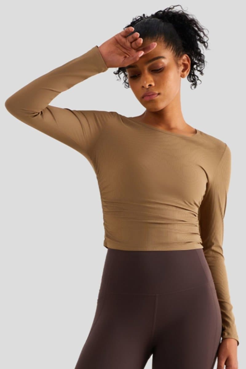 Lightweight Round Neck Long Sleeve Sports Top - Love Culture