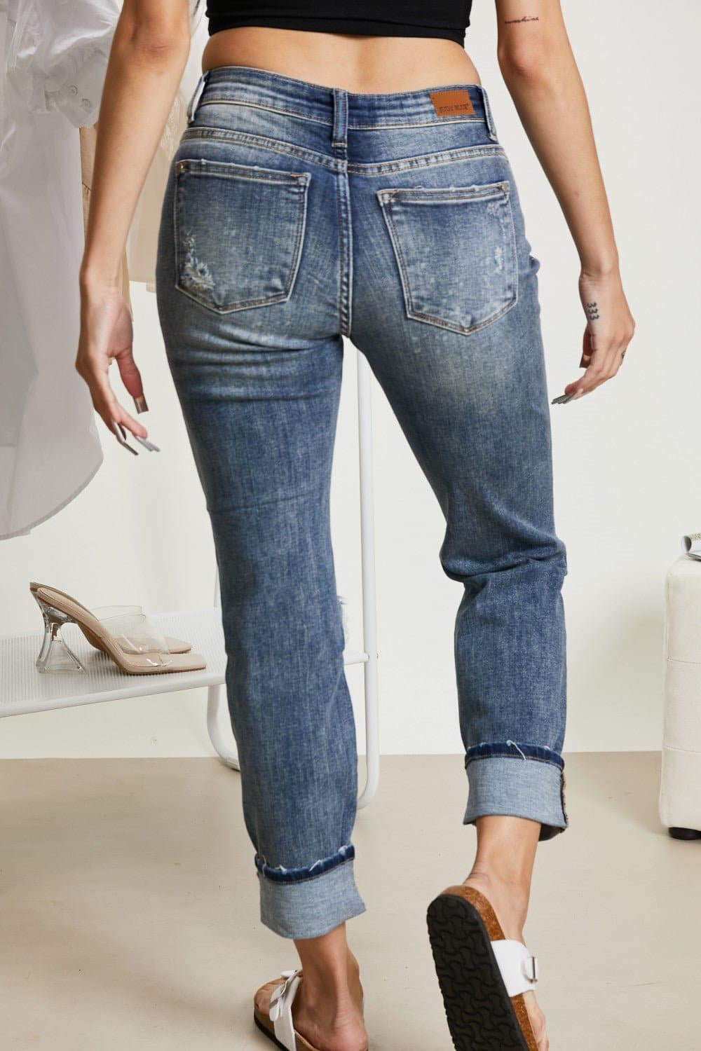 Lindsey Full Size Bleach Splash Boyfriend Jeans - Love culture store