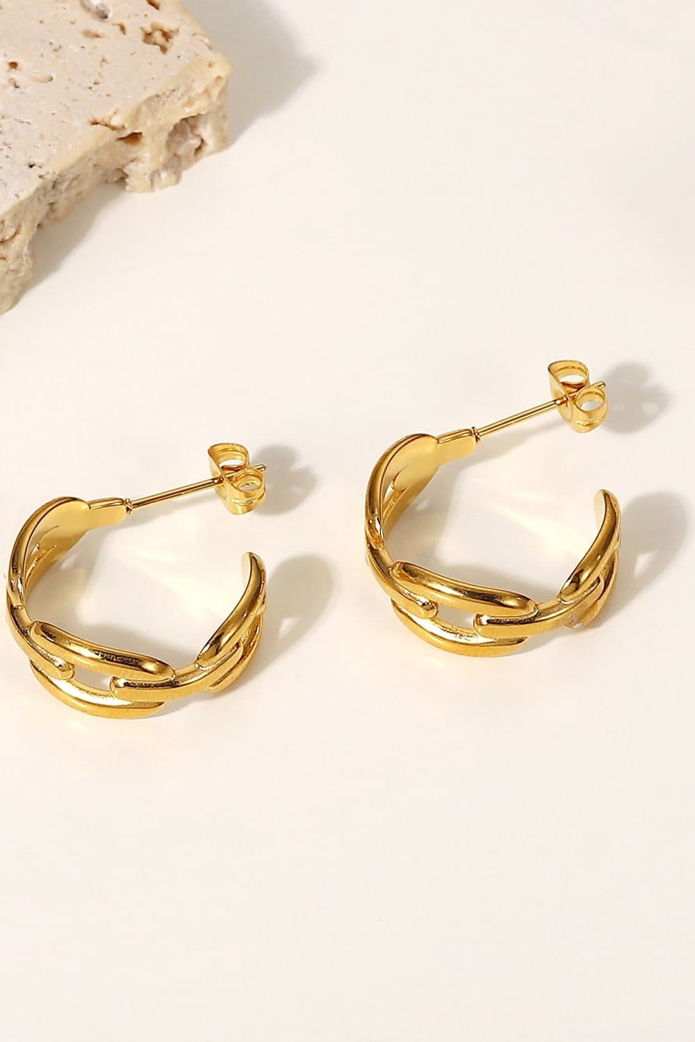 Linked Together Chain C-Hoop Earrings - Love culture store