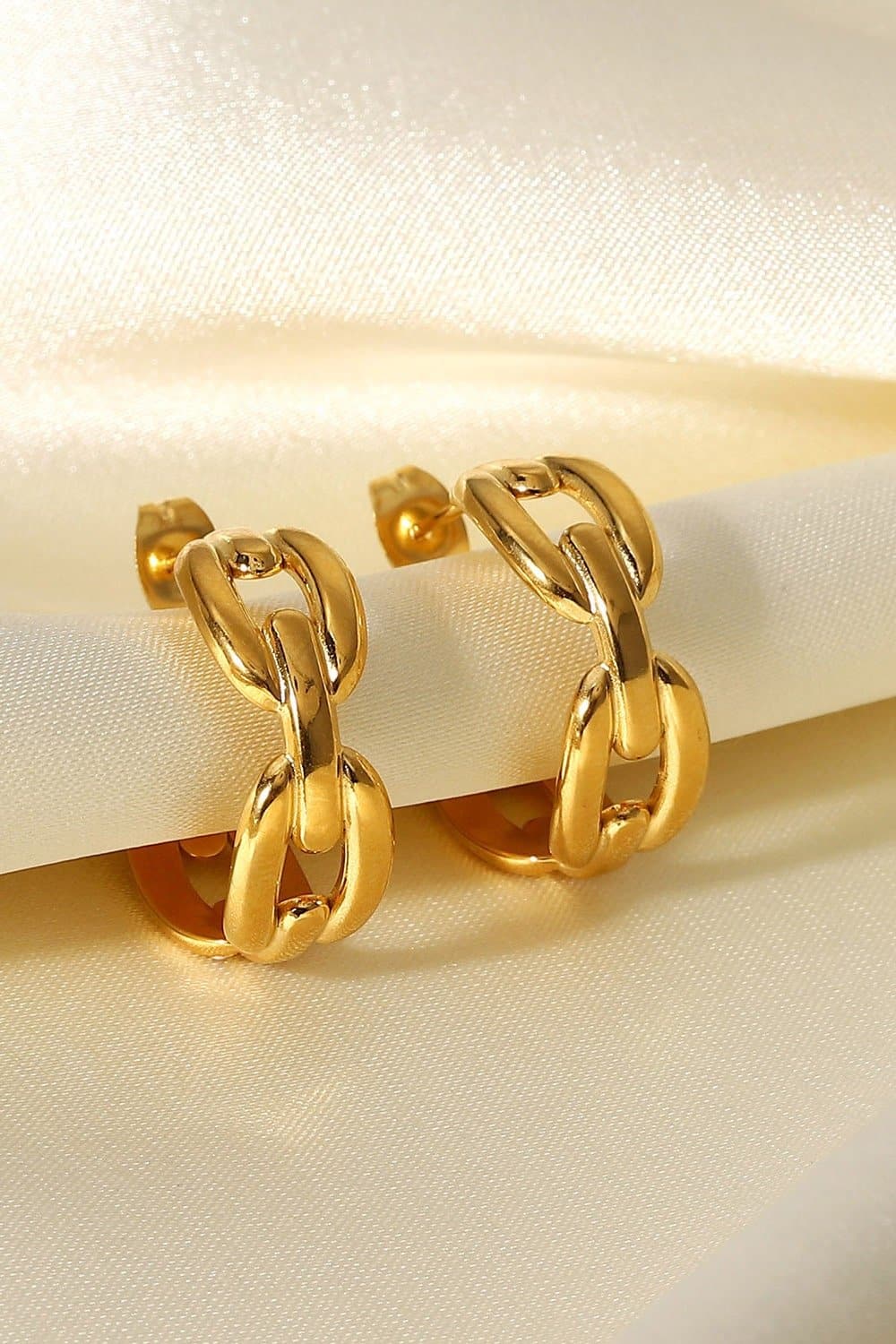 Linked Together Chain C-Hoop Earrings - Love culture store