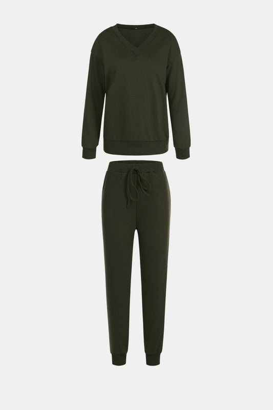 Long Sleeve Top and Pants Lounge Set - Love culture store