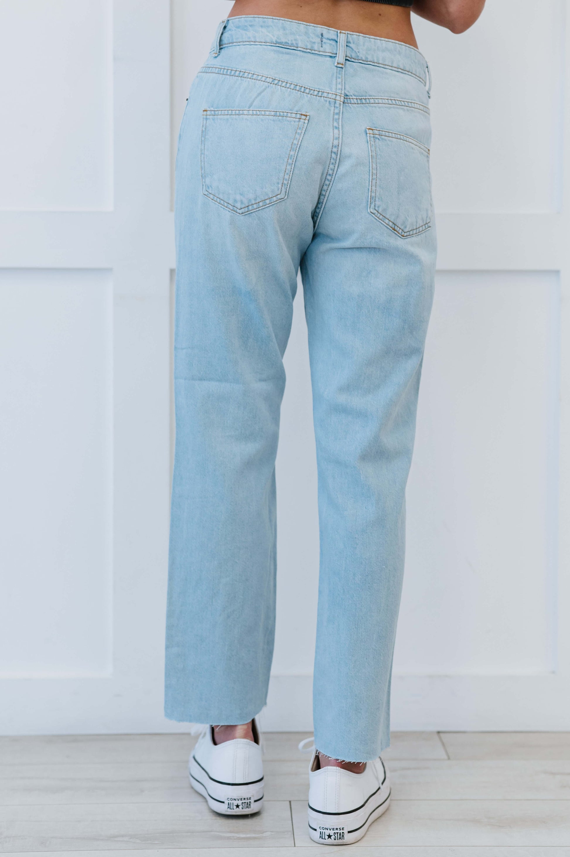 Muselooks Distressed Raw Hem Mom Jeans - Love culture store