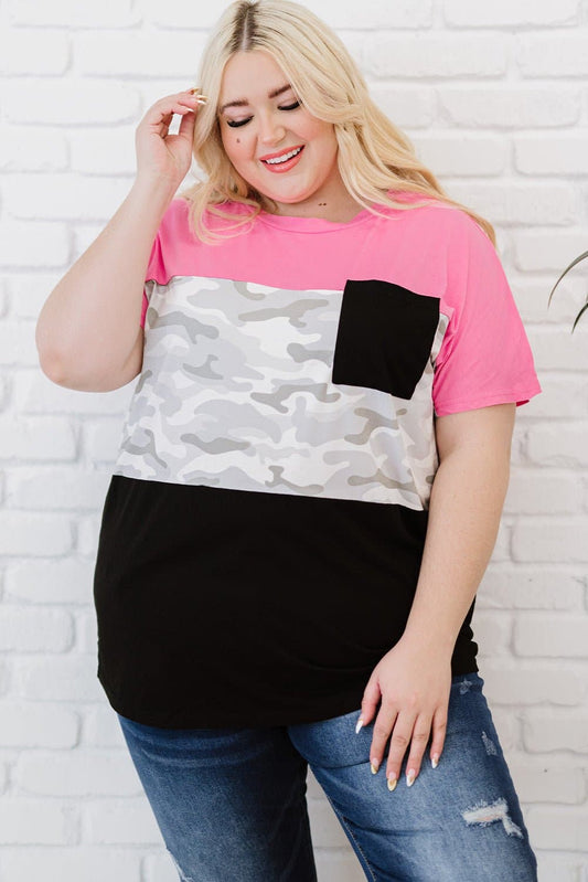 Plus Size Leopard Color Block T-Shirt - Love culture store