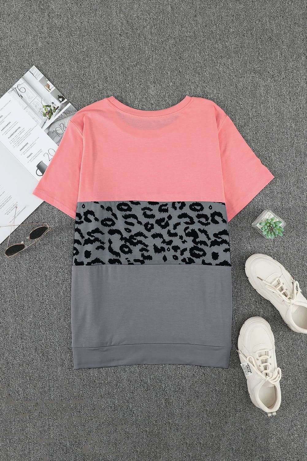 Plus Size Leopard Color Block T-Shirt - Love culture store