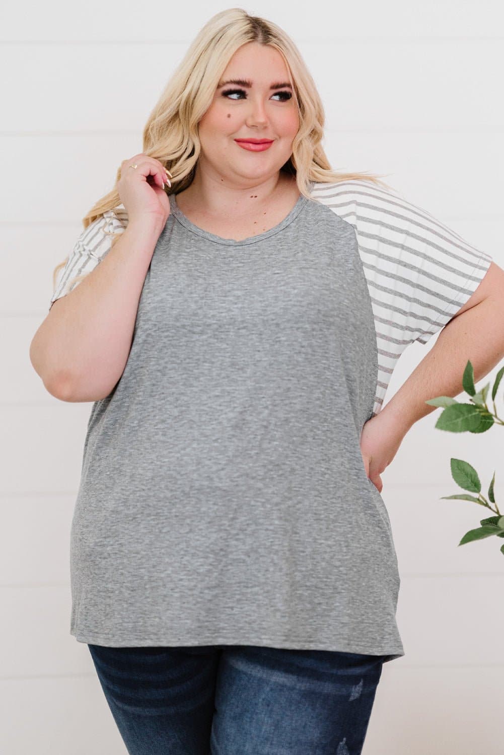 Plus Size Striped Raglan Sleeve T-Shirt - Love culture store