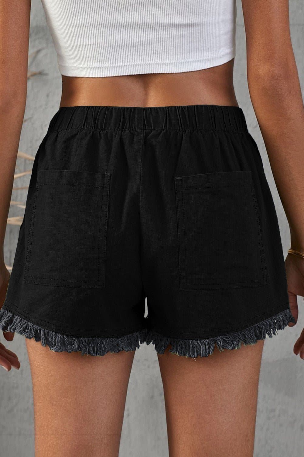 Pocketed Frayed Denim Shorts - Love culture store