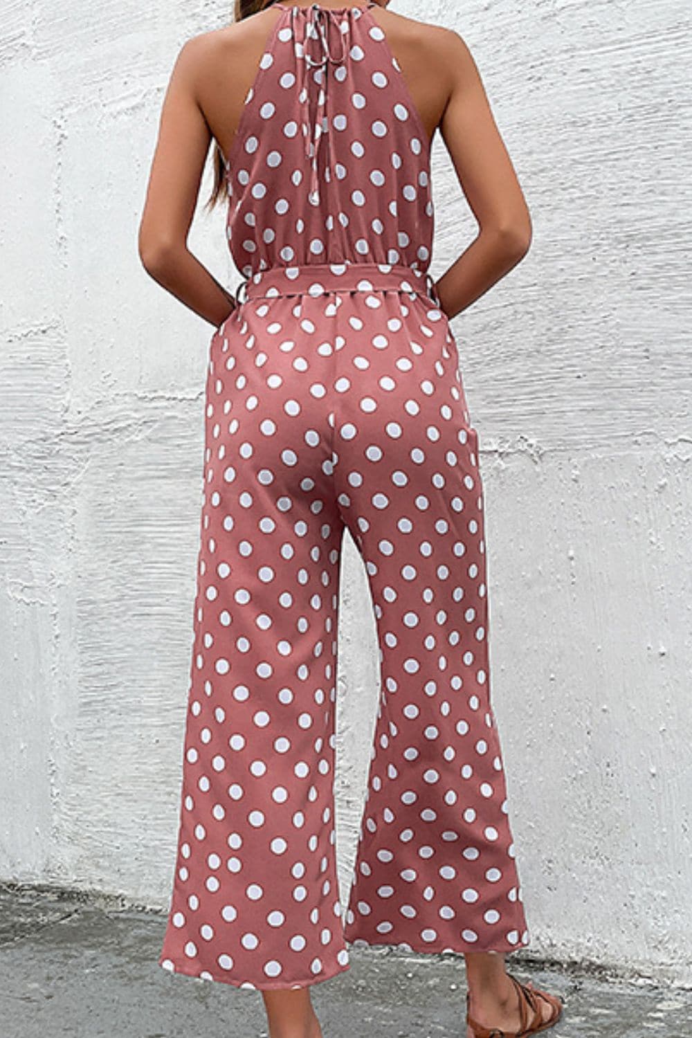 Polka Dot Grecian Wide Leg Jumpsuit - Love culture store