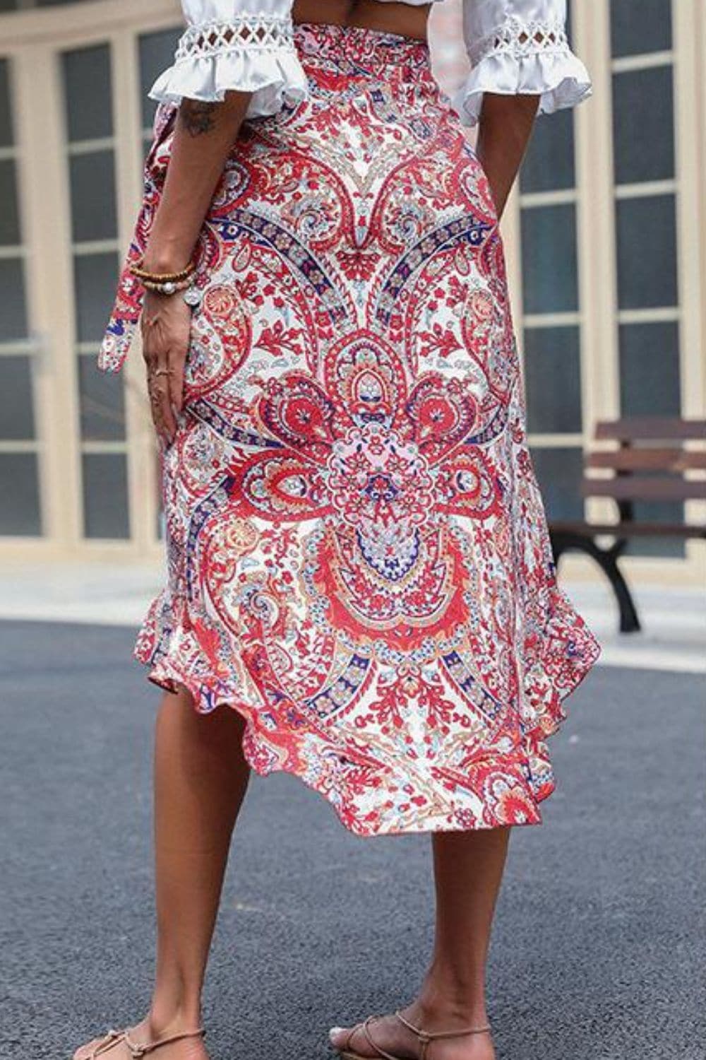 Printed Asymmetrical Wrap Skirt - Love culture store