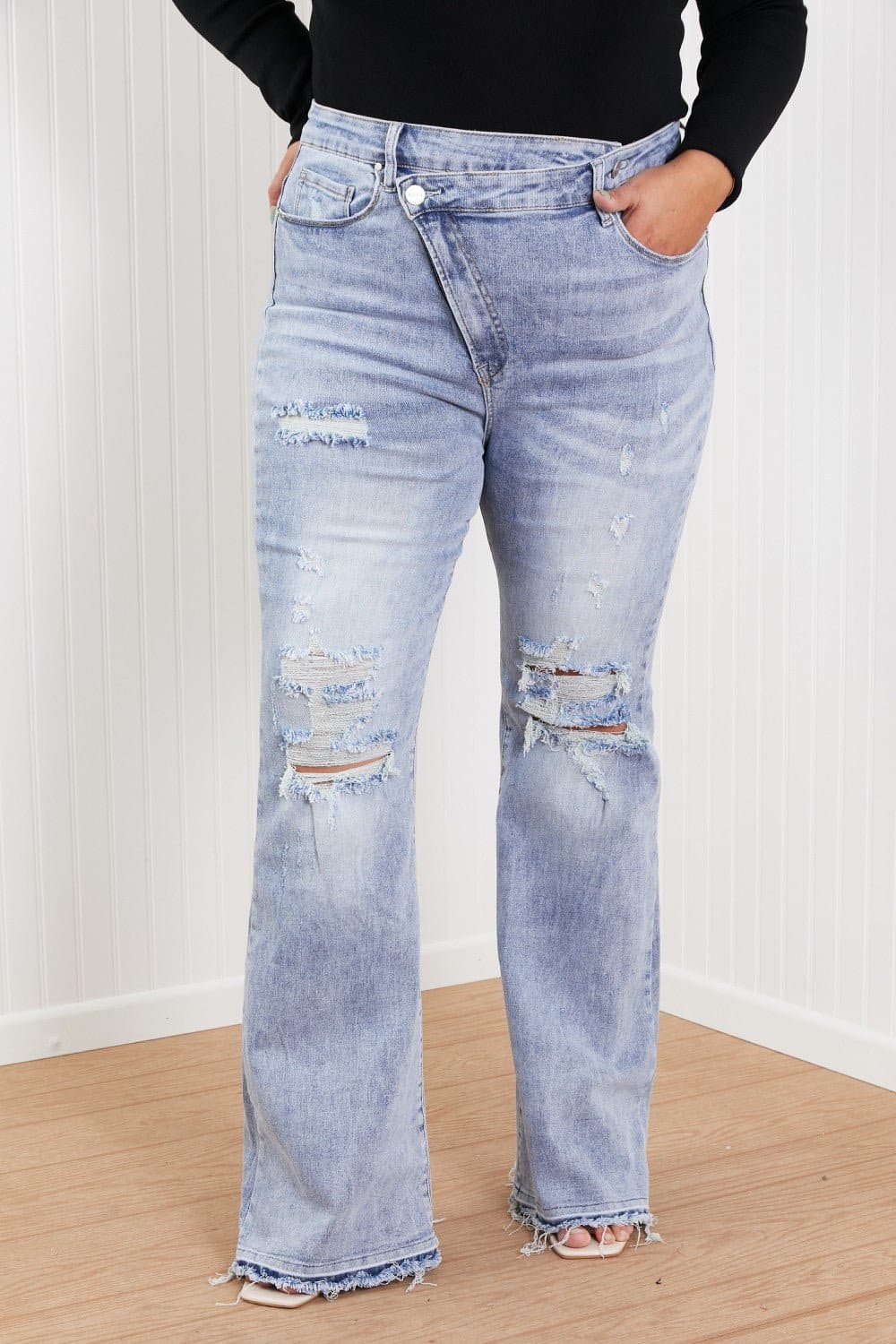 RISEN Valerie Full Size Crossover Flared Jeans - Love culture store