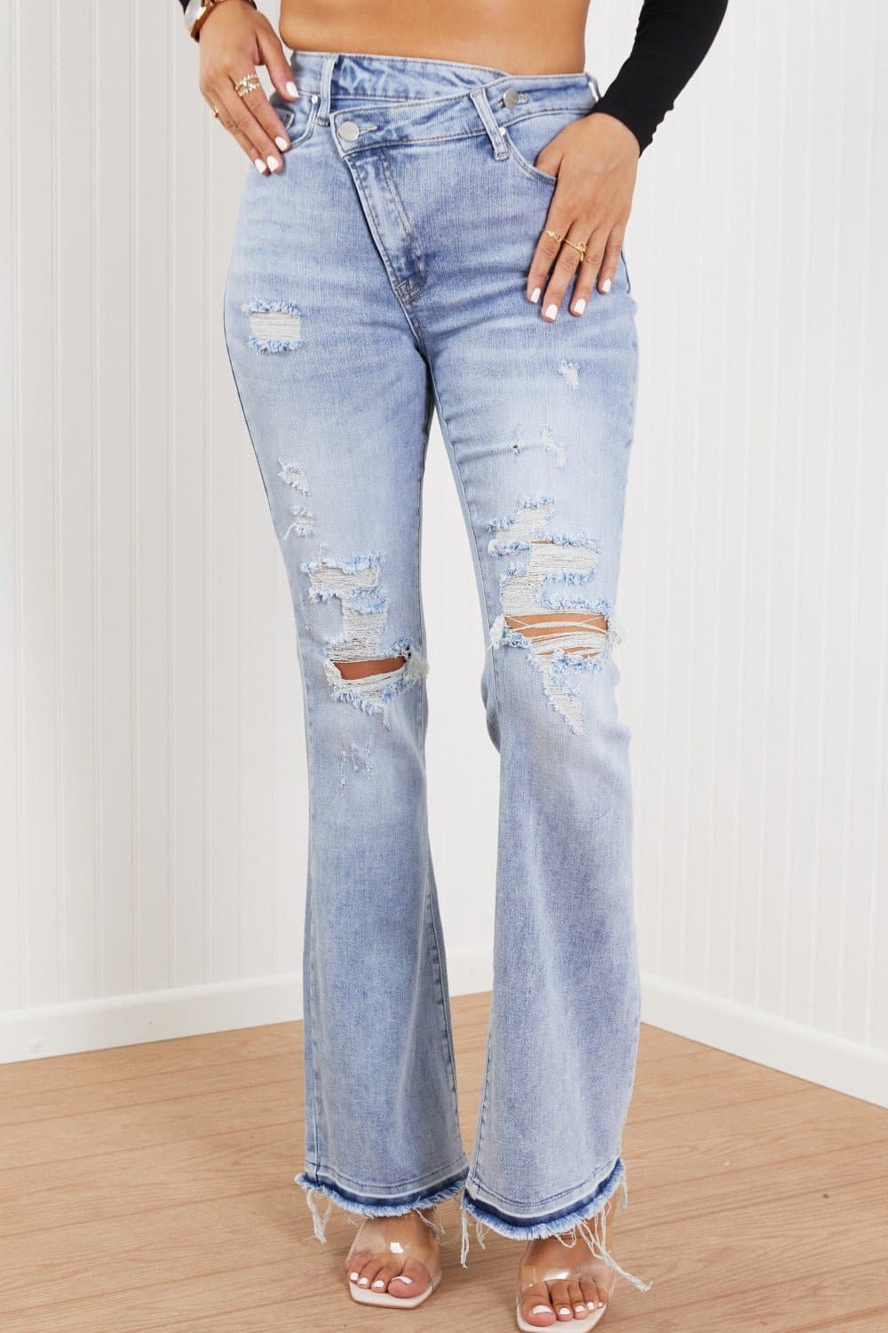 RISEN Valerie Full Size Crossover Flared Jeans - Love culture store