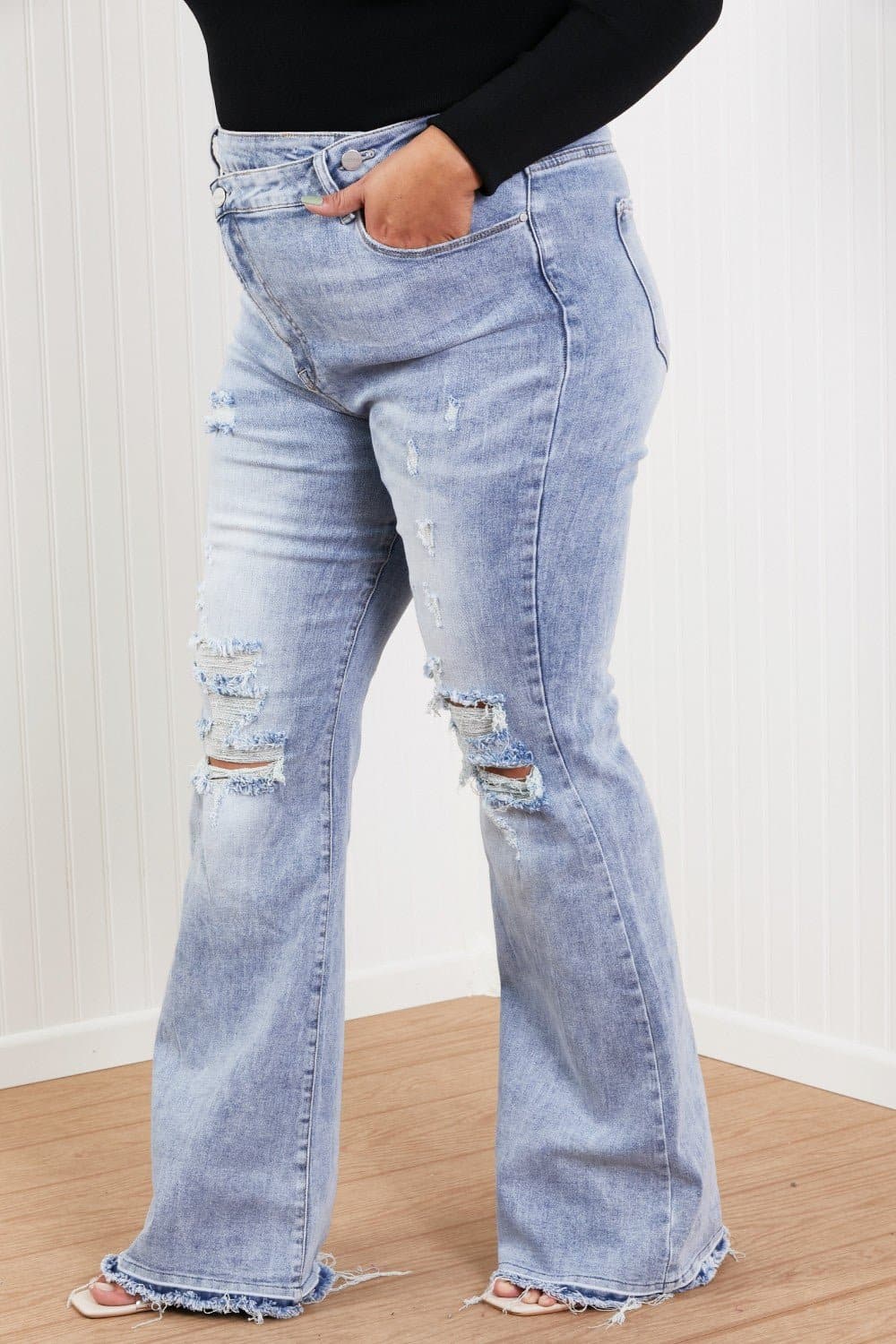 RISEN Valerie Full Size Crossover Flared Jeans - Love culture store