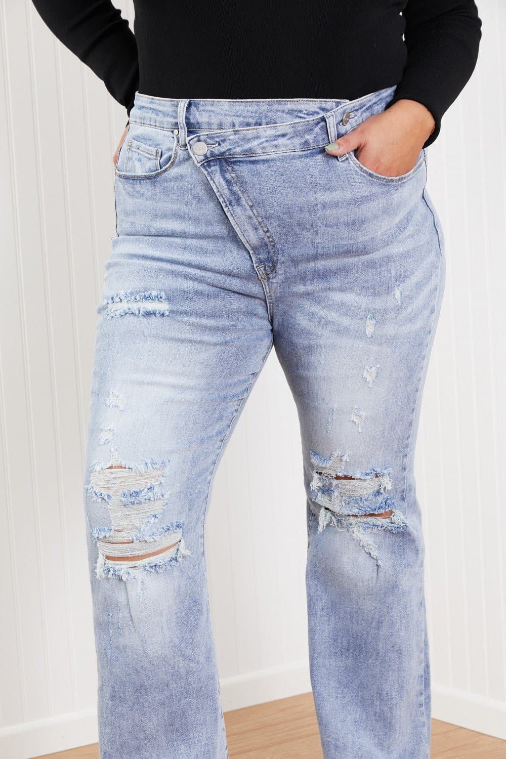 RISEN Valerie Full Size Crossover Flared Jeans - Love culture store