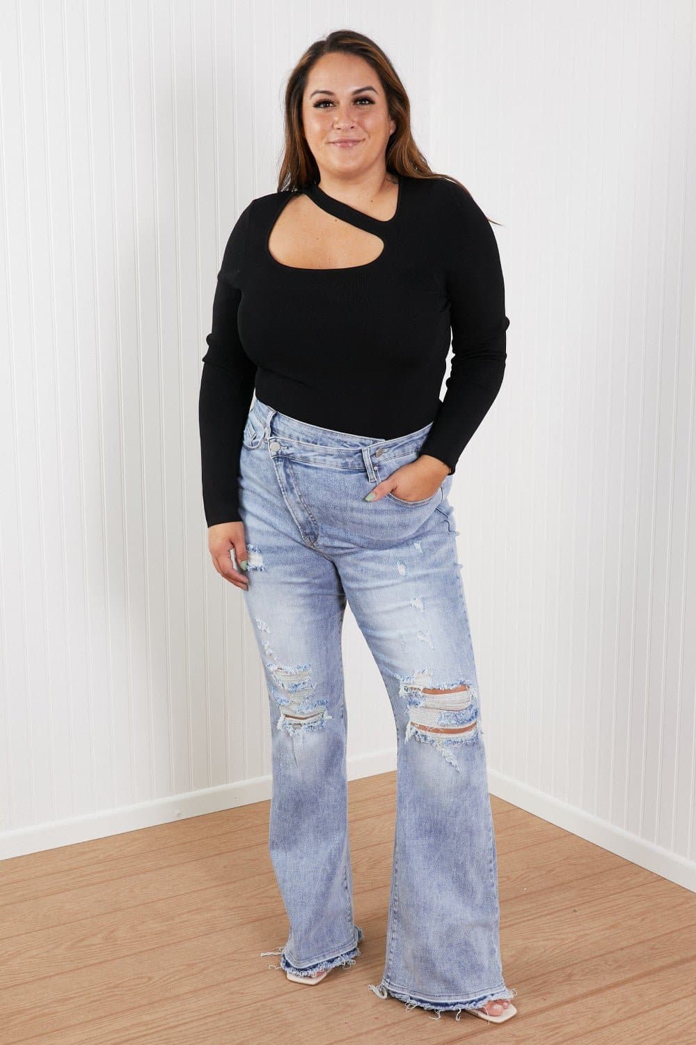 RISEN Valerie Full Size Crossover Flared Jeans - Love culture store