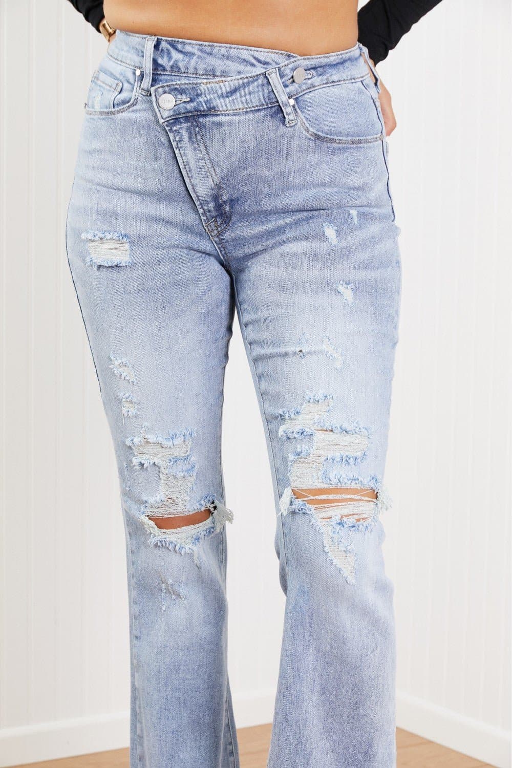 RISEN Valerie Full Size Crossover Flared Jeans - Love culture store