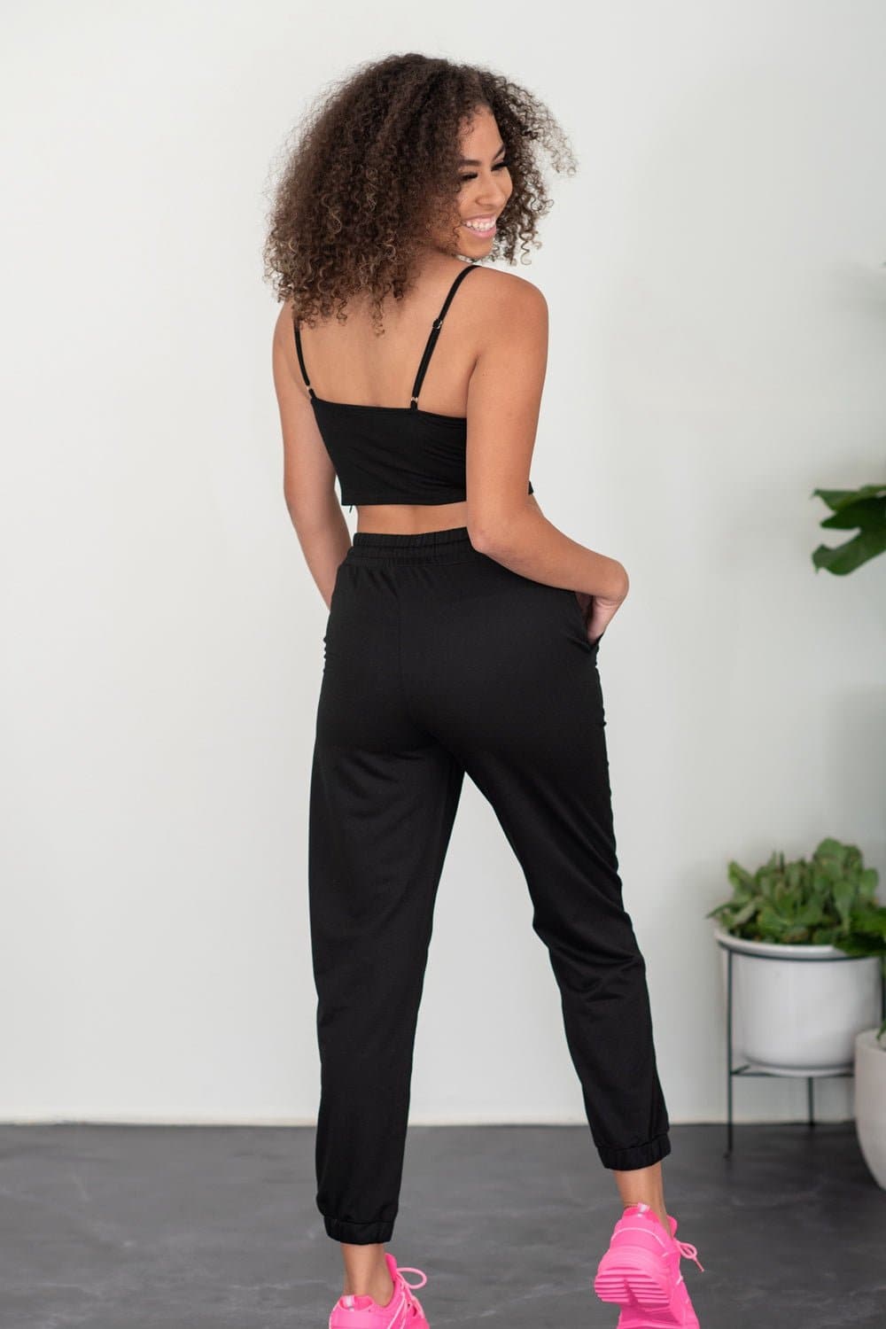 SHOPIRISBASIC Let's Do This Bustier and Joggers Lounge Set in Black - Love culture store