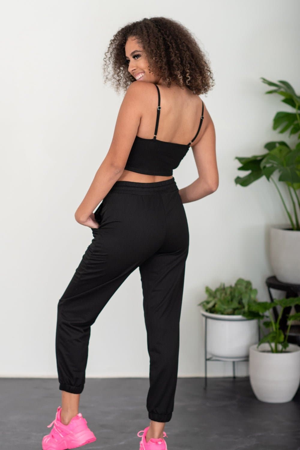 SHOPIRISBASIC Let's Do This Bustier and Joggers Lounge Set in Black - Love culture store